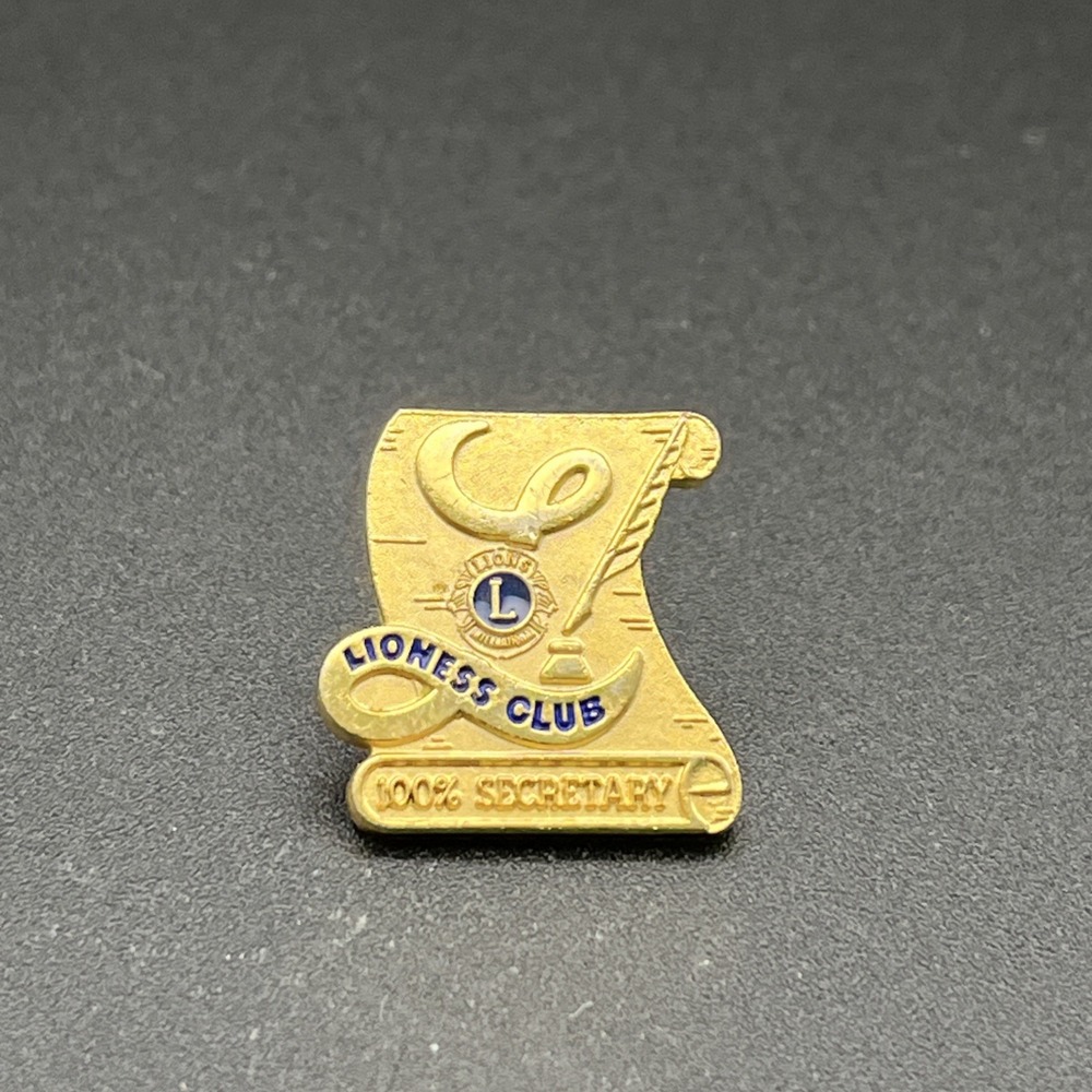 Lioness Club 100% Secretary Gold Tone Lapel Hat Pin